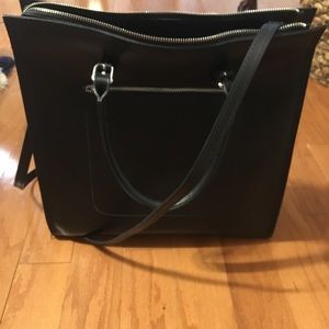 L. CREDI Black Leather Tote- Made in Italy